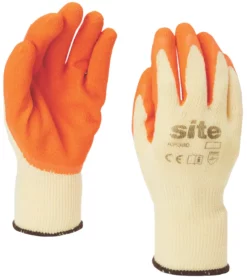 Site 380 Latex Builders Gloves Orange/Yellow Small