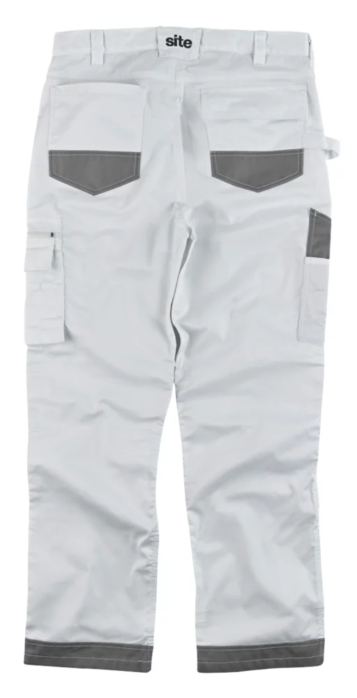 Site Jackal Work Trousers White / Grey 30" W 32" L 4 Site Jackal Work Trousers White / Grey 30" W 32" L - Image 2