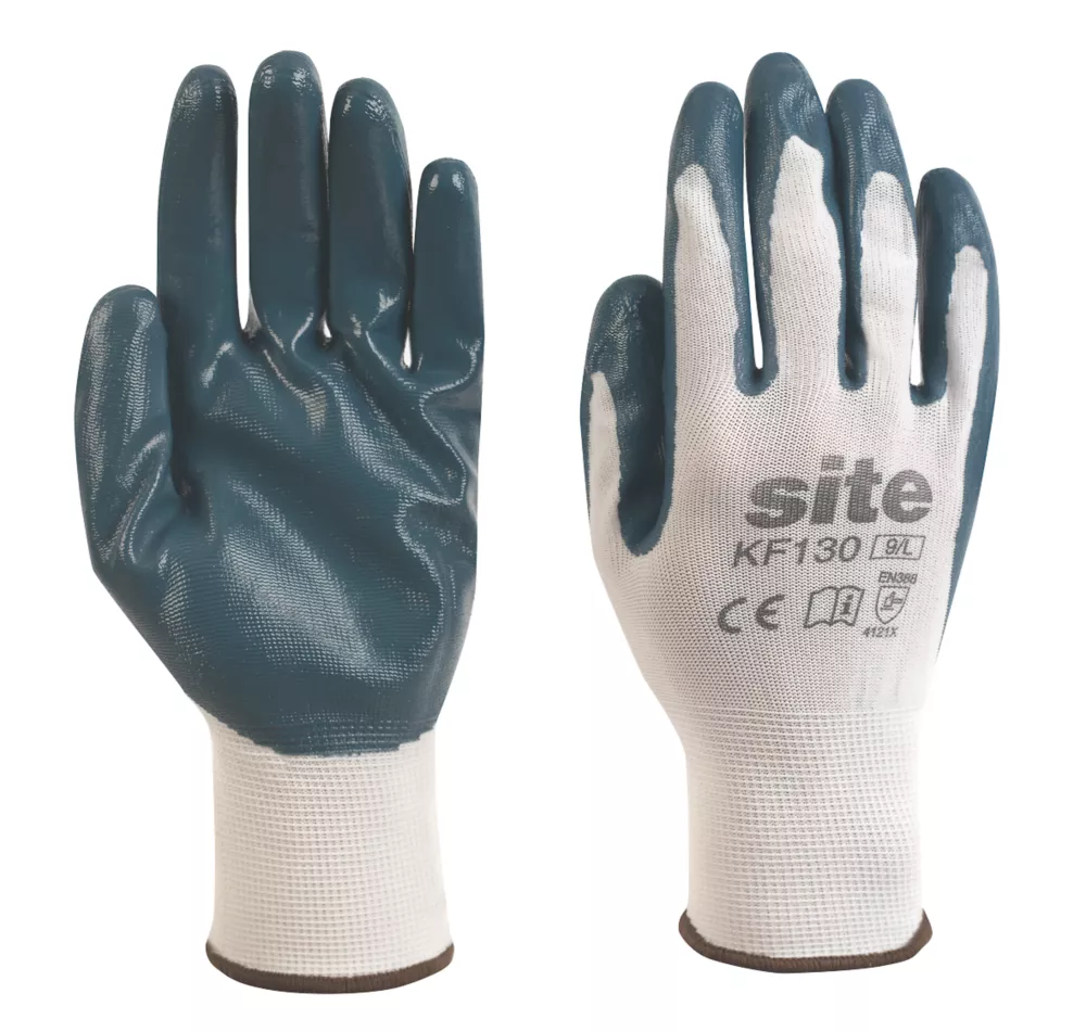 Site 130 Nitrile Coated Gloves White / Blue X Large 3 Site 130 Nitrile Coated Gloves White / Blue X Large