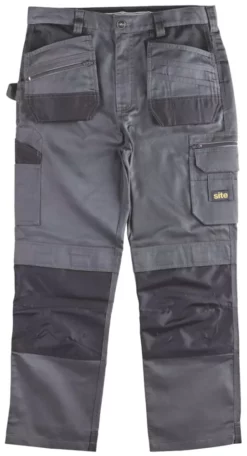 Site Jackal Work Trousers Grey / Black 30" W 30" L