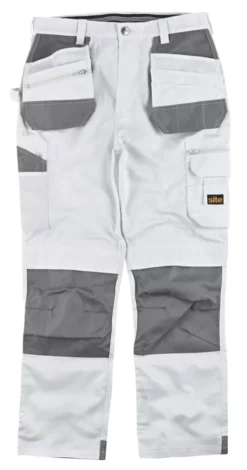 Site Jackal Work Trousers White / Grey 34" W 32" L