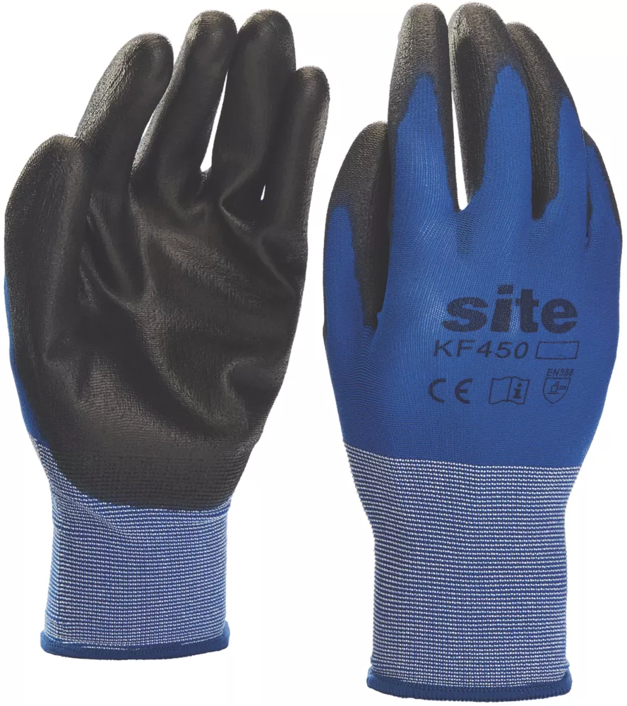 Site 450 Premium PU Gloves Blue / Black Large 3 Site 450 Premium PU Gloves Blue / Black Large