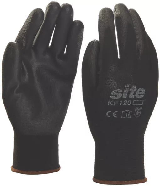 Site 120 PU Palm Dip Gloves Black X Large -Home Tools Sales 2024 755FR P