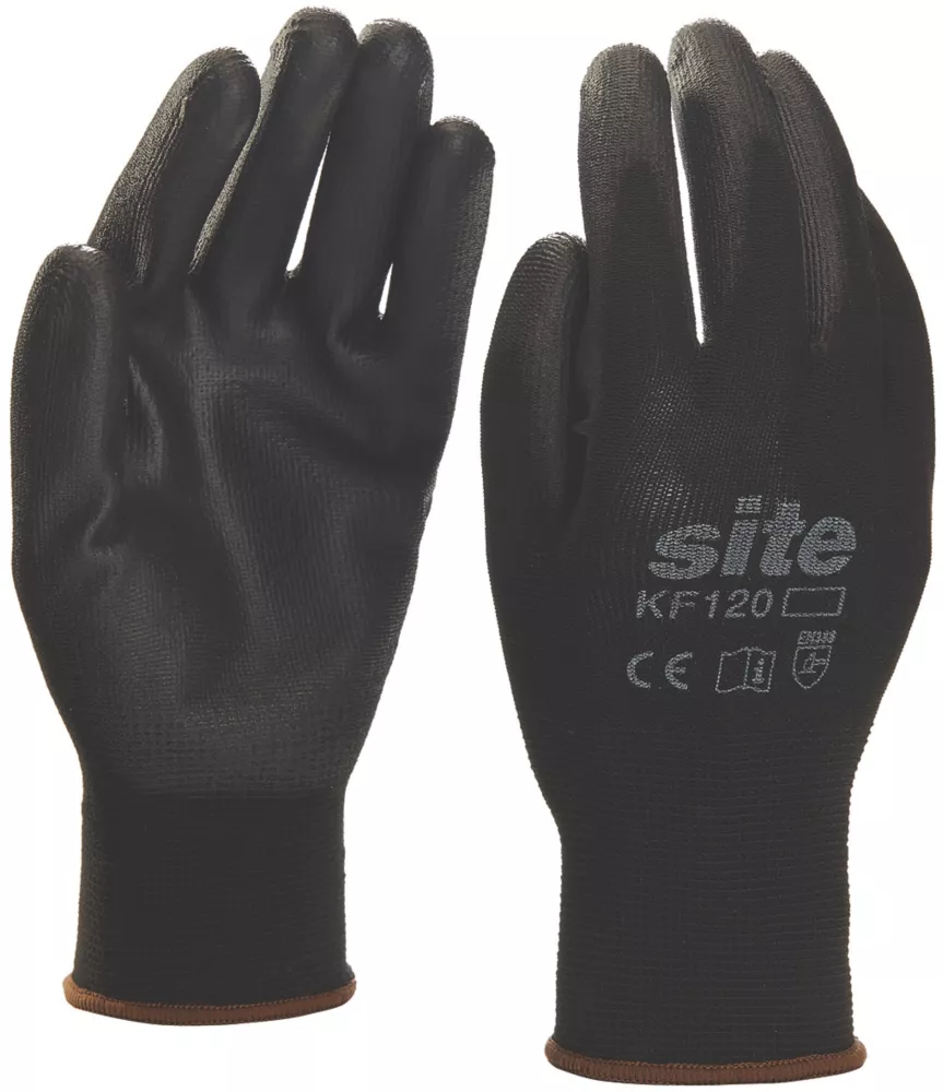 Site 120 PU Palm Dip Gloves Black X Large 3 Site 120 PU Palm Dip Gloves Black X Large