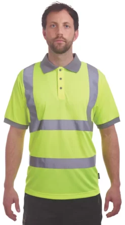 Site Hi-Vis Polo Shirt Yellow XX Large 49 1/2" Chest -Home Tools Sales 2024 845PF A3