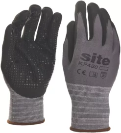 Site 430 Micro Dot Nitrile Foam Gloves Grey / Black Large