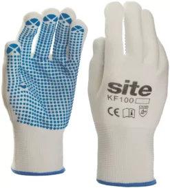 Site 100 PVC Dot Gripper Gloves White Large