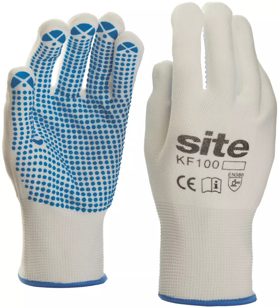 Site 100 PVC Dot Gripper Gloves White Large 3 Site 100 PVC Dot Gripper Gloves White Large
